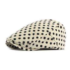 ALENEE Y2k Polka Dot Beret Cotton Dot Leopard Forward Cap Casual Visor Newsboy Cap Ladies