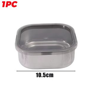 2Pcs Stainless Steel Fresh-keeping Box with Sealed Lid Picnic Salad Bowl Lunch Bento Boxes Portable Fridge Food Storage Container