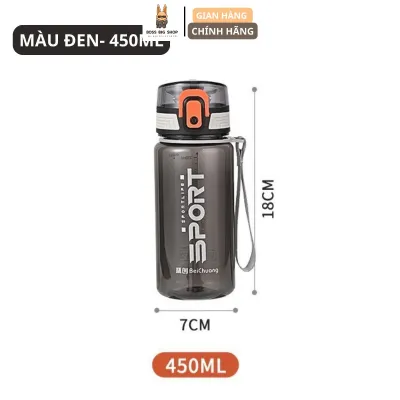 Bình nước thể thao đi học tập gym dung tích 450ml Chất liệu nhựa TRITAN cao cấp Quai xách tiện lợi Chống rò rỉ