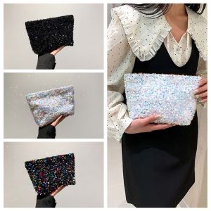 FLAIRBOX Elegant Sequins Clutch Pouch PU Leather Y2K Women Shiny Handbag Paillette Bag Colorful Large Capacity Banquet Bag Daily