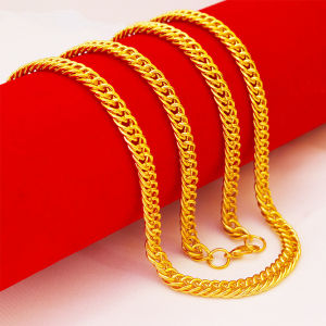 跨境70厘米金项链社会人仿真道具8mm长款圆线项链镀金双排马鞭链2025newmodel