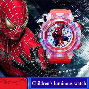 Cartoon Kids Spiderman Watch LED Light Kids Watches Gift for Boys Girls Students Watch Colorful Flash LED Light Watch