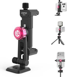 ULANZI MA51 Metal Phone Tripod Mount Universal Phone Clamp with Arca QR Base Cold Shoe Aluminum Tripod Adapter Cell Phone Holder Compatible with iPhone 17 16 15 14 Samsung
