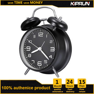 KIPRUN Alarm Clock Metal Frame 3D Dial with Backlight Battery Operate Desk Table Alarm Clock For Home and Office