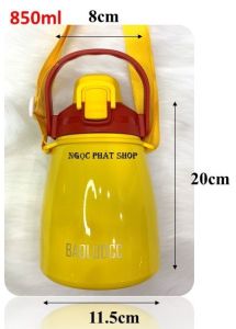 Bình giữ nhiệt 8660_850ml inox 304 màu Vàng hình Hổ_Có lọc trà