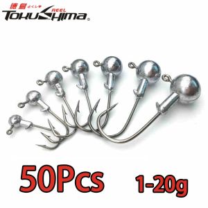 TOKUSHIMA 50/25 / 10PCS 1g - 20g Memimpin Jig Head Carbon Steel Fishing Hook Kail Pancing