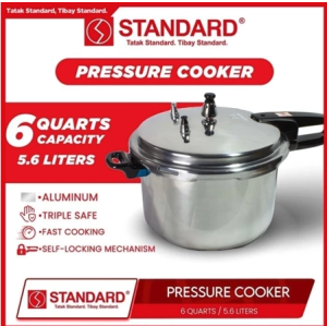 STANDARD Aluminum Pressure Cooker Set 6Q 8Q 10Q 12Q Sizes with Handle Safety Features