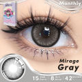 (0.00-6.00) Power UYAAI 1 Pair Colored Contact 14.5mm Mirage Brown Green Blue Gray Wearing Soft Lens Natural Look Monthly Replacement. 