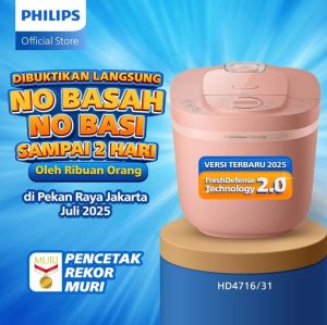 Philips Digital Rice Cooker Penanak Nasi 1.8 L - 3000 Digital Series HD4716/31 - 16 Menu Masak - Anti lengket - FreshDefense Technology - 400 Watt - Pink