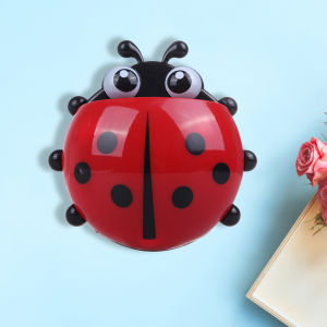 【New Arrival】 Decorative Ladybug Toothbrush Holder Wall Mount Bathroom Container for Kids and Adults