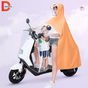Áo Mưa Đi Xe Máy Cho Mẹ và Bé Nửa Trước Trong Suốt Kém Kính Chắn Mưa Che Phủ Toàn Thân