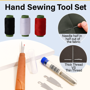 【Great Value 34-Piece Set】Portable Large-Eye Steel Needle Sewing Tool Set Household Hand Sewing Needle Multifunctional Sewing Kit Leather Needle Steel Yarn Knitting Needles Sewing Tool Set大眼钢针缝纫工具套装
