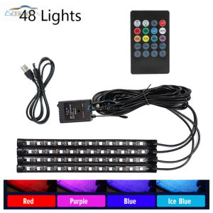 [Acekogo] trang trí nội thất xe hơi ô tô đèn đèn gắn bên dưới 48 đèn Led tạo bầu không khí môi trường xung quanh đèn giọng nói từ xa