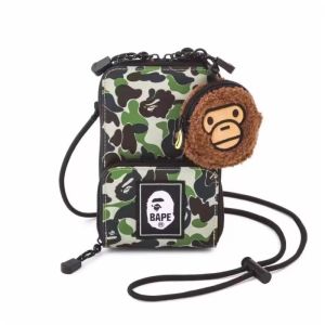 Bape Kids Phone & Card Sling Bag with Milo Coin Purse Pouch Charm (Black Camo Green)   2023 Autumn / Winter Japanese Magazine GWP