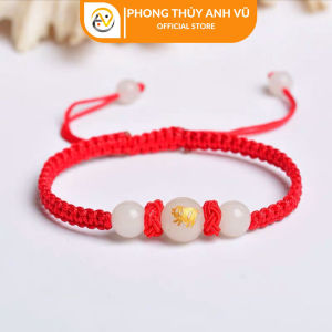 Vòng tết chỉ đỏ - vòng tay tuổi hợi có khai quang điểm nhãn may mắn tài lộc - Bảo hành 12T - Phong Thủy Anh Vũ