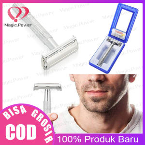 Pisau Cukur Pria Manual Manual Mens Razor Klasik Lurus Double Tepi Bilah Pisau Jenggot Alat Cukur dengan Case