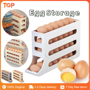 4 Layer Egg Box Kitchen Anti Drop Automatic Rolling Egg Distribution Storage Box