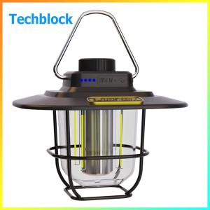 LED Camping Lamp Dimmable Retro Camping Lighting with Hook for Outdoor Equipment