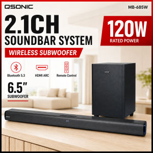 Qsonic 120W 2.1CH Soundbar Wireless Subwoofer Bluetooth 5.3 HDMI ARC Optical USB AUX TV Home Theater Speaker