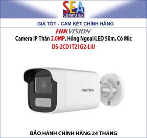 Camera HIKVISION IP Thân 2.0MP / 4.0MP Hồng Ngoại/LED 50m Có Mic - DS-2CD1T21G2-LIU / DS-2CD1T41G2-LIU