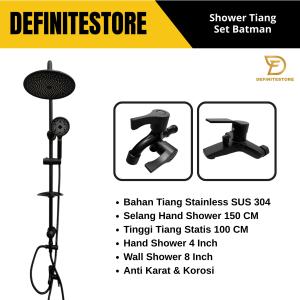 Shower Kamar Mandi Shower Tiang Set Komplit Shower Column Panas Dingin Hitam Anti Karat Superman