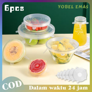 Tutup Silikon Anti Tumpah Isi 6 Penutup Wadah Silikon Transparan Penutup Makanan Food Cover