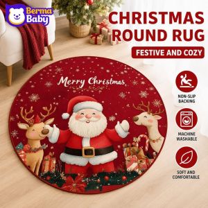 Christmas Round Carpet Non Slip Crystal Velvet Washable Xmas Tree Skirt Swivel Chair Mat Bedroom Living Room Decor Floor Mat