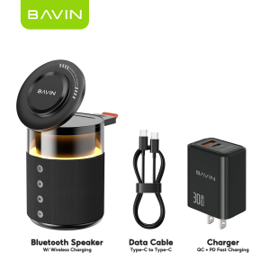 BAVIN BM28 5-in-1 15W Magnetic Wireless Fast Charging Bluetooth Speaker for Watch Phone & Earbuds w/FREEBIE 30W Charger