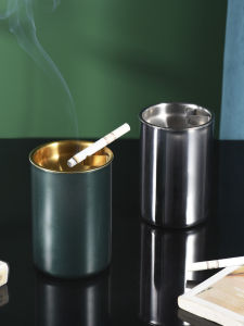 Gạt Tàn Bằng Thép Không Gỉ Phễu Chống Gió Tro Hai Lớp Cao Cấp Không Chạy Gạt Tàn Xe Hơi Sáng Tạo Quà Tặng Khách Sạn Văn Phòng