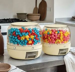Candy Machine Grain Storage Rotating Candy Dispenser Large Capacity Rice Storage Bin with Multiple Compartments Keimav