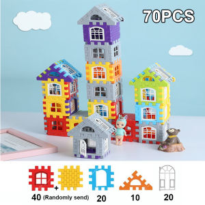 70PCS House Building Blocks for Kids Assemble Toys Educational Learning Toys Mainan Rumah Blok Kanak Kanak 积木玩具
