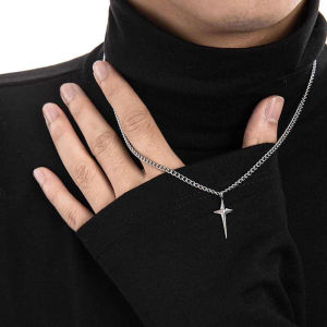 Kalung Titanium Liontin Bintang NOVA Silver Elegan Mewah Terbaru Aksesoris Antikarat Pria Dan Wanita Trending