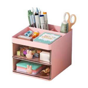 Chất lượng cao Nhựa Thỏ xử lý hộp lưu trữ với ngăn kéo rõ ràng gọn gàng không gian làm việc Phụ kiện cho trẻ em phòng và văn phòng