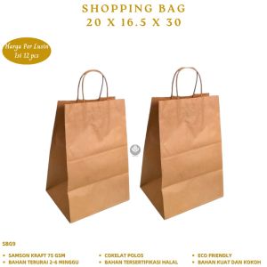 Paper Bag 20X16.5X30 Shopping Bag Goodie Bag (Isi 12 Pcs-S.BG9)