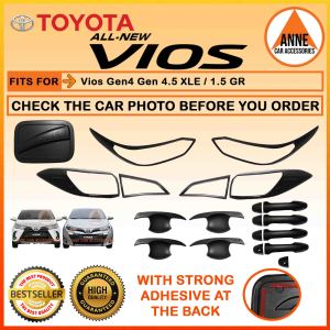 Toyota Vios E / XE / XLE / J / G August 2018 2019 2020 2021 2022 2023 2024 2025/Vios Gen4 Gen 4.5 XLE / 1.5 GR Model Black/Chrome Accessories Part/Garnish Cover/Gas Tank Cover/Head Light Cover / Tail Light Cover / Door Bowl Cover / Door Handle Cover