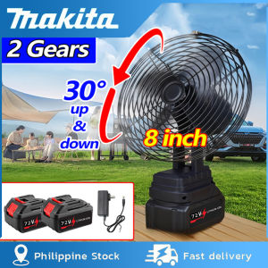 【COD】MAKITA Cordless Electric Fan 8 inch Portable Fan Rechargeable Fan High Power Outdoor Desktop Cooling Fans Outdoor large capacity makita battery Portable camping tool fan