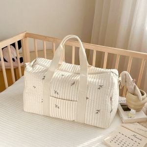 NAIL SALON Korean Embroider Shoulder Bag Cotton Large Capacity Baby Diaper Bag Portable Travel Bag Mummy Bag