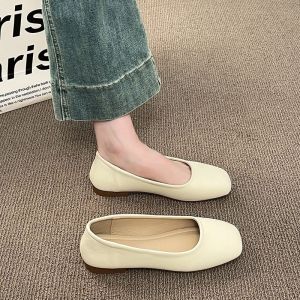 Free Shipping New Style Loafers Shallow Toe Flat Sole Chunky Heel Comfortable For Commuting Versatile Available In Multiple Colors Square Toe Casual And Fashionable