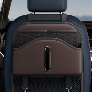 PARKOUR High-grade Car Back Seat Organizer Leather Multi-Functional Wear-Resistant Hanging Organizer Easy Installation Save Space Net Pocket Tissue Holder for Car Seat