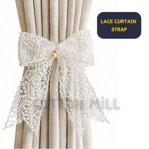 LACE CURTAIN STRAP I 1 Pcs White Simple Lace Bow I Langsir Curtain Strap Creative Decoration Window Door Curtain strap Buckle Bow-knot Clip Belt Tied