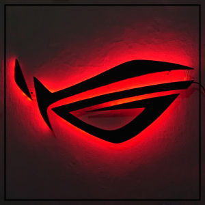 Lampu ROG Timbul Gaming ukuran 40cm Termurah termasuk Adapter dan Packing Kayu Hiasan Pajangan Kamar