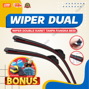 Wiper Double Karet Dual Blade Frameless Universal Banyak Bonus Termurah Bisa COD