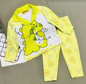 (11-46kg) Bộ Pizama dài tay bé gái thun lạnh mềm mịn mát bền đẹp hình gấu dâu- Đồ ngủ bé gái (229)