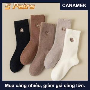 【CANAMEK】 1 5 đôi ấm cúng lông chồn dễ thương capybara vớ giữa bắp chân Phụ nữ mùa thu mùa đông dày hơn vớ ngủ sàn nhà lông mịn