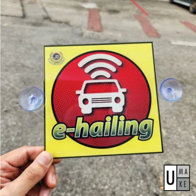 [1 set = 2 pcs] Acrylic E-hailing Sign with suction cup JPJ Standard Transparent Window Ehailing StickerMyCar Grab SPAD