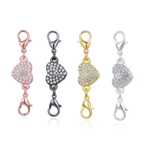 Decorative Diamonds Heart Magnetic Closure Component Scratch Resistant Alloy Secure Fastener For Accessories