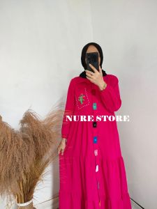 BAJU GAMIS PELANGI CRINKLE M L XL