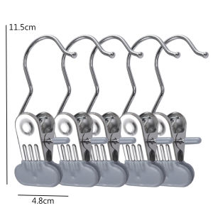 5Pcs Stainless Steel Hook Laundry Clothes Clips with Hook Closet Clothes Organizer Pants Hanger Hanging Clothespins