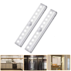 Motion Sensor LED Lights 10 LED Operated Motion Light Magnetic Night Light Bar for Kitchen Cabinet Closet