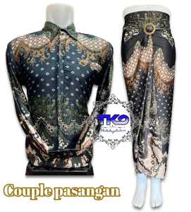 Baju Couple Kemeja Batik Pria Dan Rok Lilit Kemeja Kondangan Couple Bareng pasangan